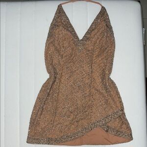 NBD Backless Dress in Sparkling Tan